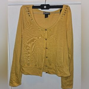 Delirious Los Angeles Gold Cardigan Sweater sz Large